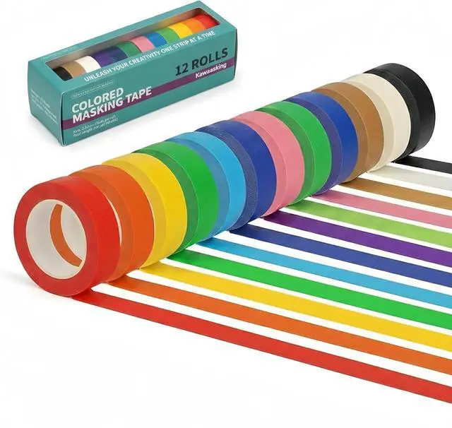 Main image of 12 Colors Masking Tape 0.7 inch x 13yd per Roll (156 Yards Total) for Classroom Labeling, Removable Painters Tape, Writable & Easy Tear, Ideal for DIY Art Craft & Classroom Organization