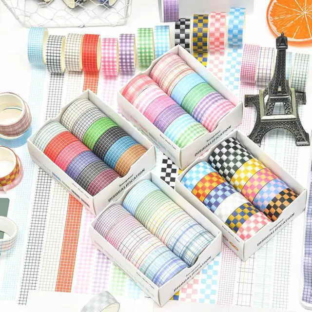 Alt view image 7 of 7 - 12 Rolls Grid Washi Tape Set Plaid Arts Adhesive Tapes Basic Patterns Decorative Masking Tape Sets for Craft, Kids, Scrapbook, DIY, Gift Wrapping (Style Two)