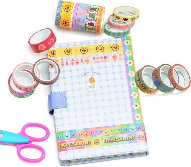 Alt view image 7 of 7 - Cute Cartoon Washi Tape Set 16 Rolls Bright Colors Kawaii Masking Graphic Decorative Tapes for Arts, DIY Crafts, Journals, Planners, Scrapbook, Wrapping