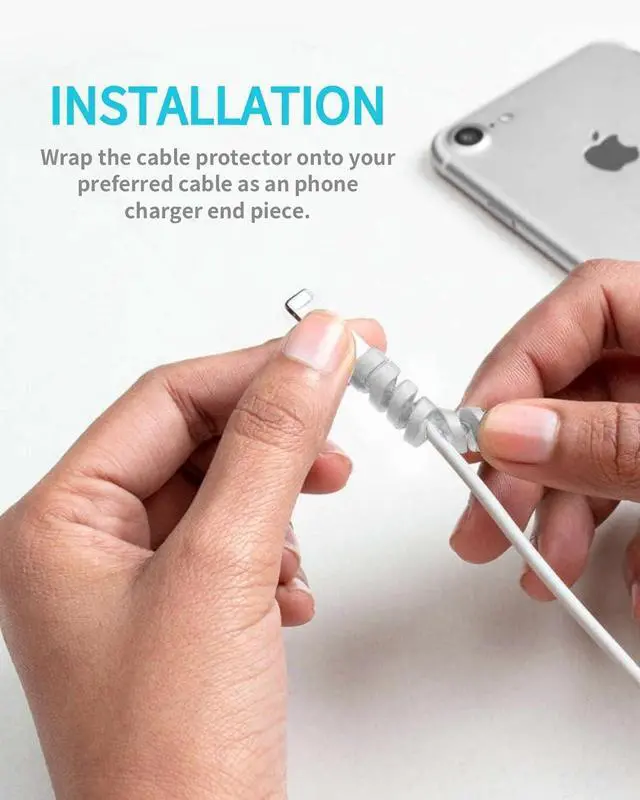 Alt view image 5 of 7 - Cable Protector for Phone Pad Notebook Silicone Cord Protector 12 PCS Charger Protectors - Cable Cord Saver for Headphone Laptop Cellphone Cable Accessories (Grey)