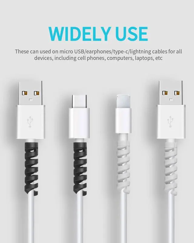 Alt view image 6 of 7 - Cable Protector for Phone Pad Notebook Silicone Cord Protector 12 PCS Charger Protectors - Cable Cord Saver for Headphone Laptop Cellphone Cable Accessories (Grey)