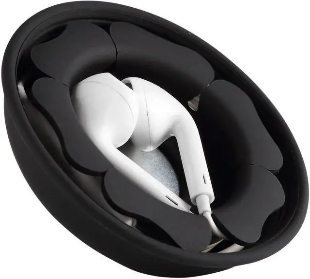 Main image of MAIRUI Wired Earbud Case Earphone Headphone Cord Organizer Earbuds Wrap Soft Silicone Magnetic Holder Storage Tangle Free Cable Winder(Black)