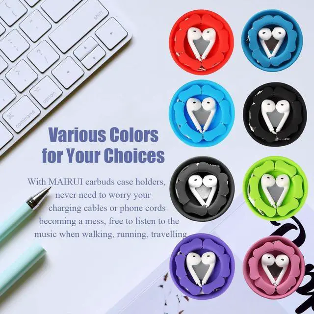 Alt view image 6 of 6 - MAIRUI Wired Earbud Case Earphone Headphone Cord Organizer Earbuds Wrap Soft Silicone Magnetic Holder Storage Tangle Free Cable Winder(Black)