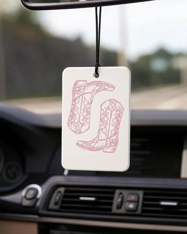 Alt view image 3 of 7 - Pink Western Car Air Freshener 4 Pcs Coconut Scented, Coquette Preppy Pink Cowgirl Car Accessories Mirror Decor for Women, How Lucky are We Hanging Air Freshener for Cars Closet Drawer Books