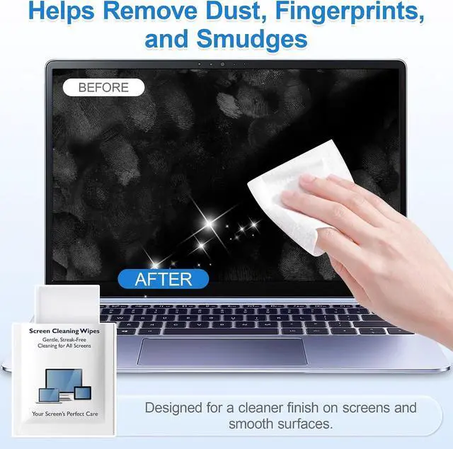 Alt view image 6 of 7 - Screen Cleaner Wipes for Electronics, Lens Wipes, Streak-Free Screen Wipes | 120 Count Electronics Cleaning Wipes for Portable Monitor, Gaming Monitor, Computer Screen, Laptop, Phone, Glasses