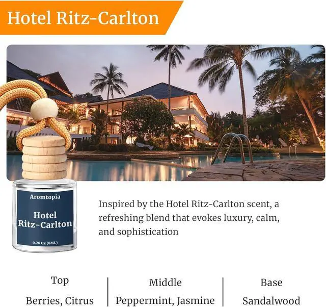 Alt view image 2 of 7 - Car Air Fresheners, Hanging Car Fragrance Diffuser, Aromtopia Elegant Hotel-Inspired Scent, Car Odor Eliminator, Long-Lasting, Car Accessories Gift for Women & Men Gift (Hotel Ritz-Carlton), Pack of 2
