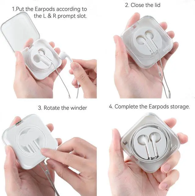 Alt view image 5 of 6 - pzoz Earbuds Case Compatible for Apple iPhone/iPad/iPods EarPods, Earphones Cord Organizer Cover Wired Manager Holder Wrap Winder Mini Storage Carrying Cable Management (Earbuds)