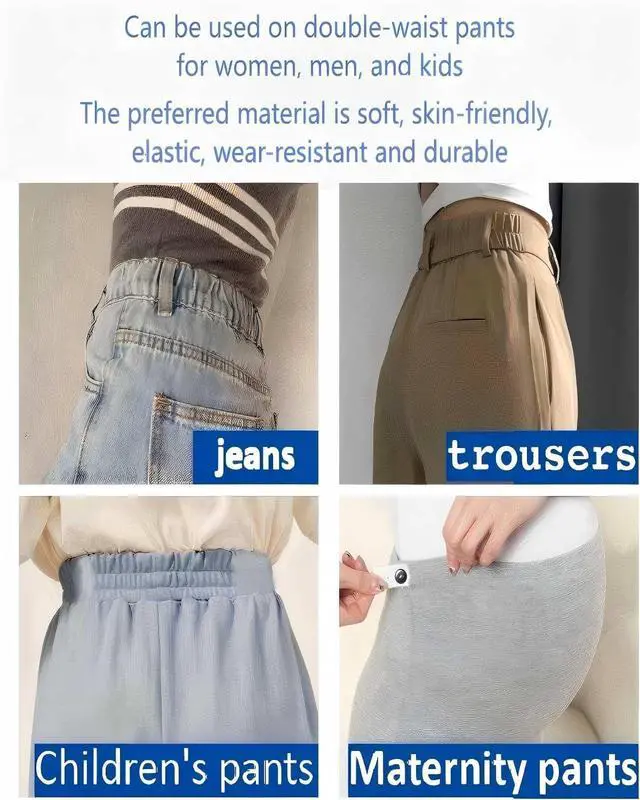 Alt view image 5 of 7 - Elastic Waist Tightener for Pants with Transparent Resin Buttons | Adjustable sewing elastic waistband repair kit. Includes 4-hole resin buttons & threader for oversized pants and jeans.