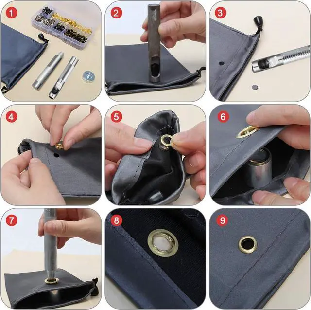Alt view image 5 of 7 - Luxiv 200 Sets 1/4In Grommet Kit, 4 Color Metal Eyelets with Tools and Box | 200 Metal Eyelets Kits, 4 Colors, 3 Setting Tools And Storage Box, For Leather, Fabric, Bags, Shoes And Crafts