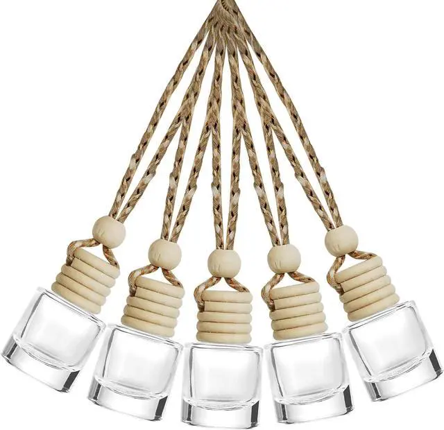 Main image of ESEWALAS 5PCs Hanging Car Air Freshener, Empty Glass Perfume Bottlespendant Bottle, Air Freshener Pendant