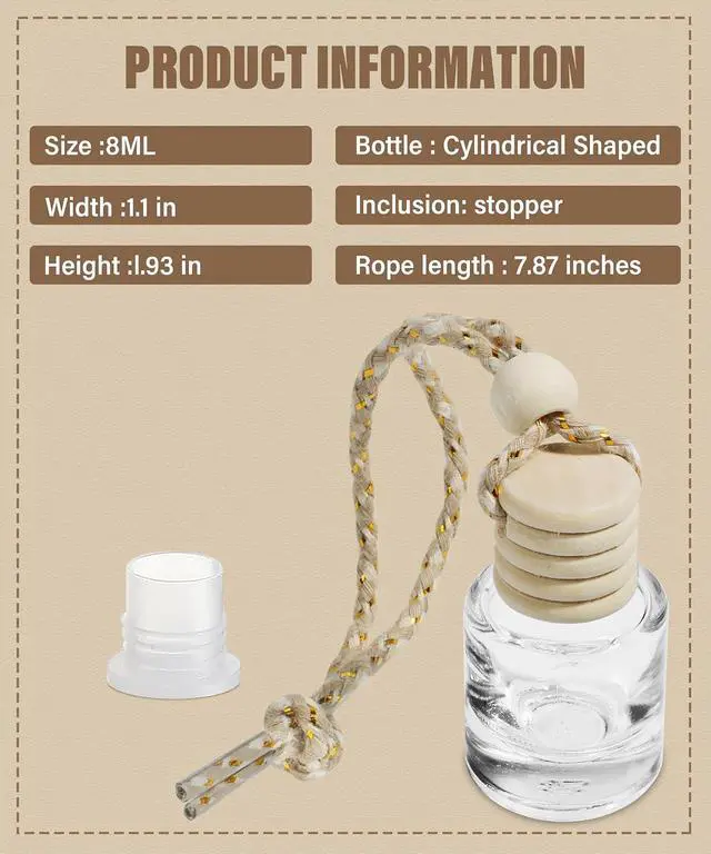 Alt view image 2 of 5 - ESEWALAS 5PCs Hanging Car Air Freshener, Empty Glass Perfume Bottlespendant Bottle, Air Freshener Pendant