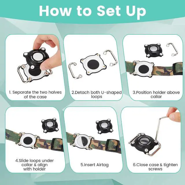 Alt view image 4 of 7 - Waterproof Dog Collar Holder for Airtag Dustproof, Ultra-Durable, Shockproof Case Compatible with Apple Air Tag (Not Included), Anti-Loss GPS Tracker Cover for Pets, Dogs, Cats