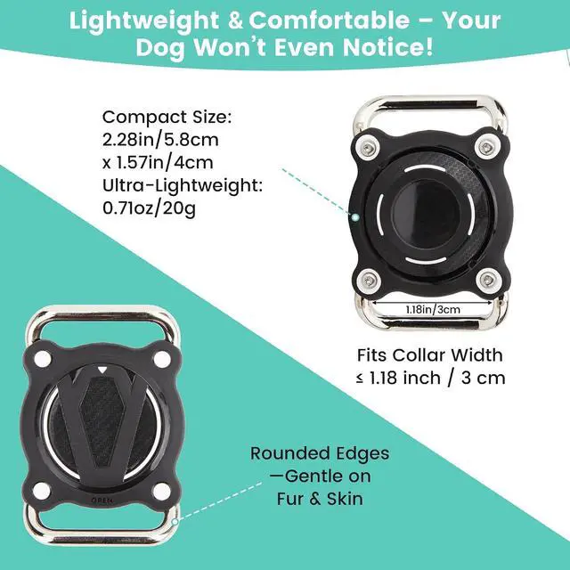 Alt view image 3 of 7 - Waterproof Dog Collar Holder for Airtag Dustproof, Ultra-Durable, Shockproof Case Compatible with Apple Air Tag (Not Included), Anti-Loss GPS Tracker Cover for Pets, Dogs, Cats
