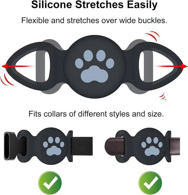 Alt view image 2 of 5 - Waterproof Collar Holder Compatible with Airtag Gen 2/ Gen 1, Protective Anti-Lost Dog Collar for GPS Tracker, Silicone Cat Collar Holder for Pets (Black), Medium