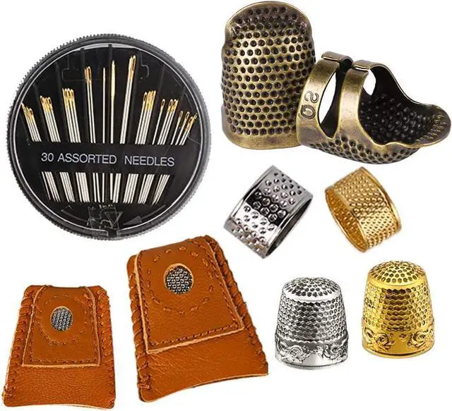 Main image of ZMAAGG Thimbles for Hand Sewing, 8 PCS Sewing Thimble, Metal Thimble | Thimbles for Hand Embroidery, Thimbles for Hand Quilting, Leather Thimble for Sewing, Embroidery