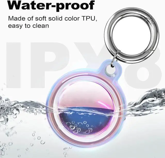 Alt view image 2 of 6 - IPX8 Waterproof Case for AirTag 2nd Gen (2026) & 1st Gen, Full Body Holder Keychain, Anti-Scratch Cover for Apple for Air Tags, Luggage, Pet Collar, Car Keys, Kids, Pink Colorful