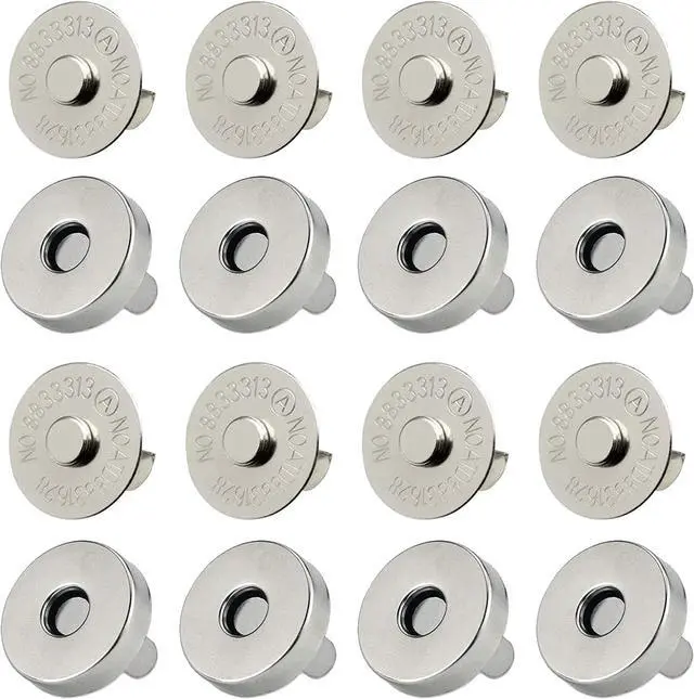 Main image of 20 Set Magnetic Snaps, Purse Magnetic Bag Fastener Clasp Magnetic Button Replacement Kit for Sewing, DIY Craft, Purses, Bags, Clothes, Leather (Silver 14MM)
