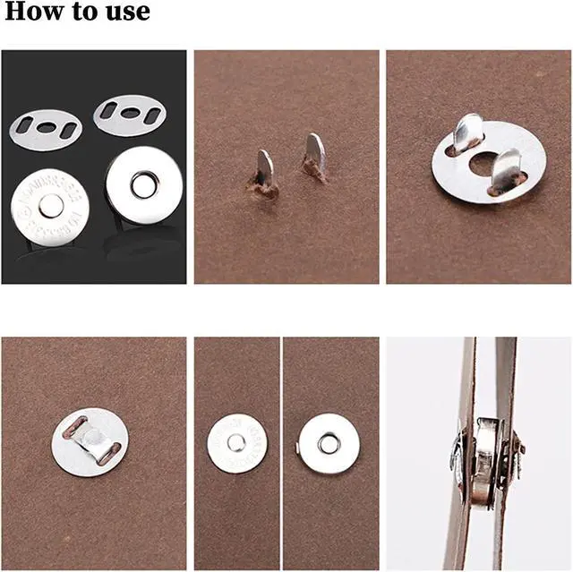 Alt view image 3 of 7 - 20 Set Magnetic Snaps, Purse Magnetic Bag Fastener Clasp Magnetic Button Replacement Kit for Sewing, DIY Craft, Purses, Bags, Clothes, Leather (Silver 14MM)