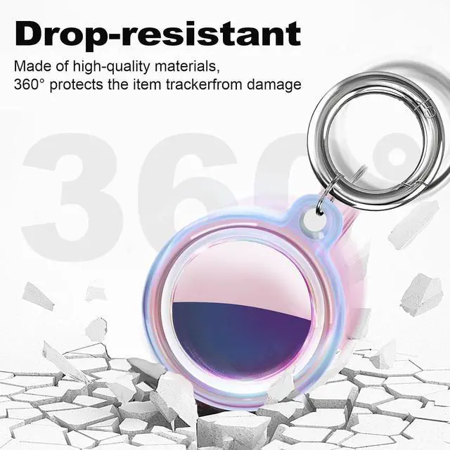 Alt view image 4 of 6 - IPX8 Waterproof Case for AirTag 2nd Gen (2026) & 1st Gen, Full Body Holder Keychain, Anti-Scratch Cover for Apple for Air Tags, Luggage, Pet Collar, Car Keys, Kids, Pink Colorful