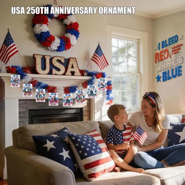 Alt view image 4 of 7 - USA 250th Anniversary Ornament Car Air Fresheners Merchandise, Hanging Car Accessories Interior for 250 Year Party Decor American Patriotic Collectors US Citizens 4th of July Decorations Gifts