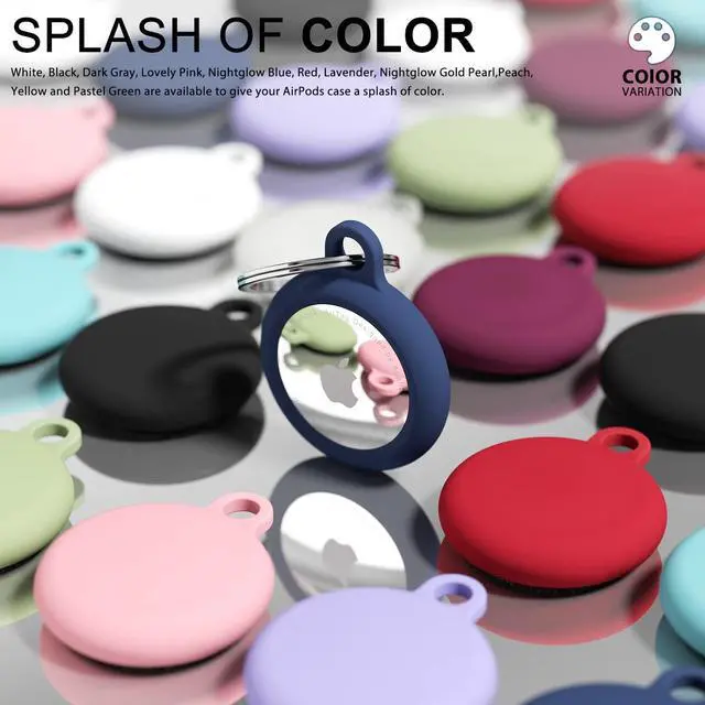 Alt view image 3 of 7 - Oakxco for Airtag Keychain Silicone, Airtag Holder with Key Ring, Air Tag Cover Cute Accessories for Kids, Luggage, Car Dog Collar, Car, Compatible with Apple Airtag Case Waterproof Tracker, Navy Blue