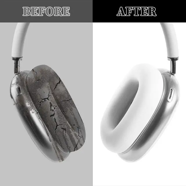 Alt view image 6 of 7 - Silicone Ear Pads Cover Protector for AirPods Max Headphones Cushions, Washable Sweat Earpad Covers for AirPods Max Wireless On-Ear Headphones Accessories Protective Pads Case Cover (White)
