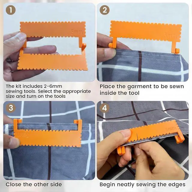 Alt view image 4 of 7 - Clip-On Sewing Ruler Set, 2/3/4/5/6mm Stitch Guide Sewing Gauge for Straight Edge Stitching, Hemming & Quilting, 40 PCS Sewing Accessories for Fabric Crafts and DIY Sewing