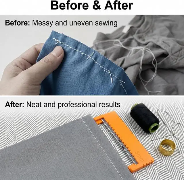 Alt view image 5 of 7 - Clip-On Sewing Ruler Set, 2/3/4/5/6mm Stitch Guide Sewing Gauge for Straight Edge Stitching, Hemming & Quilting, 40 PCS Sewing Accessories for Fabric Crafts and DIY Sewing