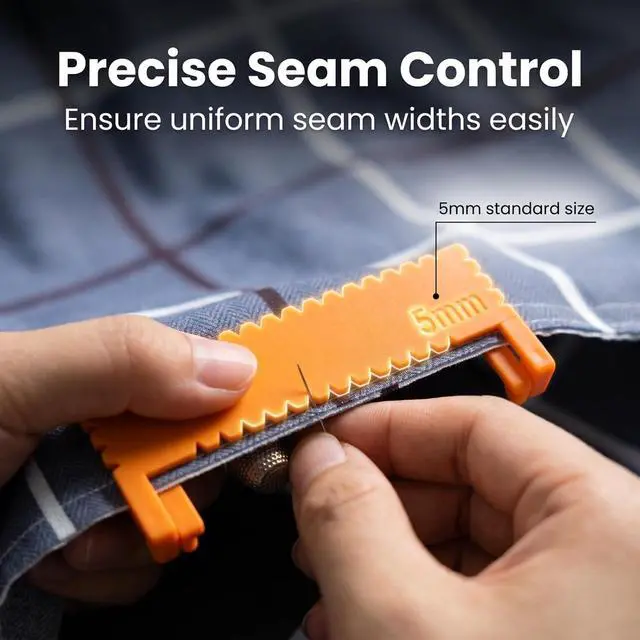 Alt view image 6 of 7 - Clip-On Sewing Ruler Set, 2/3/4/5/6mm Stitch Guide Sewing Gauge for Straight Edge Stitching, Hemming & Quilting, 40 PCS Sewing Accessories for Fabric Crafts and DIY Sewing