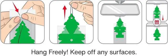 Alt view image 5 of 5 - LITTLE TREES Car Air Freshener | Hanging Paper Tree for Home or Car | Green Apple | Pack of 3