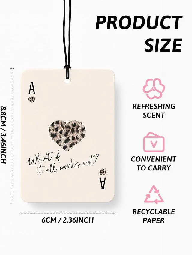 Alt view image 2 of 7 - Black Leopard Print Car Air Freshener 4 Pcs, Trendy Cheetah Lucky 8 Ball Ace Card Hanging Air Freshener for Cars Closet Drawer Books, Leopard Car Accessories Mirror Decor for Women