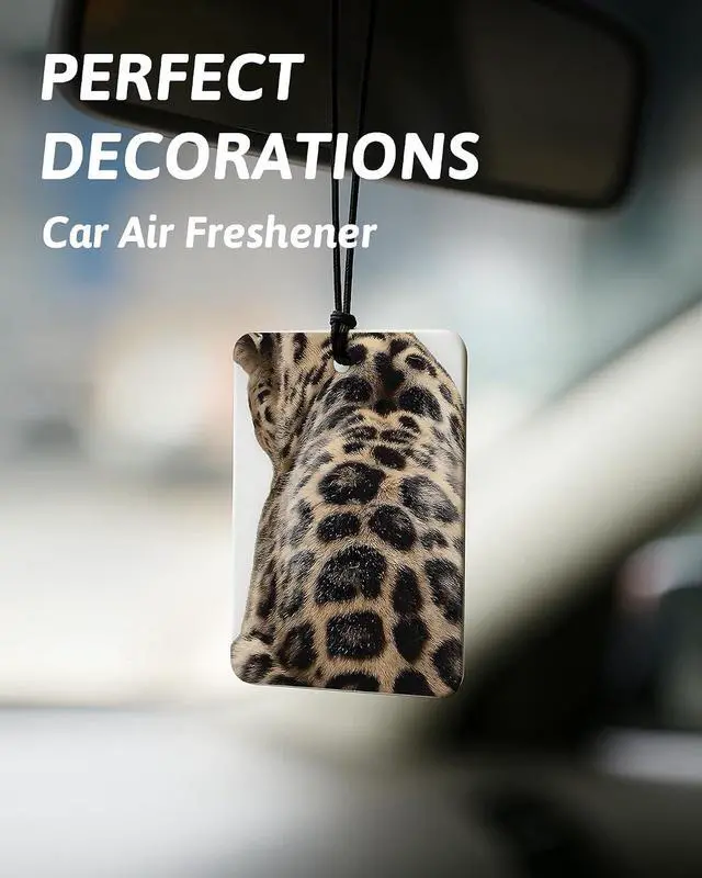 Alt view image 3 of 7 - Black Leopard Print Car Air Freshener 4 Pcs, Trendy Cheetah Lucky 8 Ball Ace Card Hanging Air Freshener for Cars Closet Drawer Books, Leopard Car Accessories Mirror Decor for Women