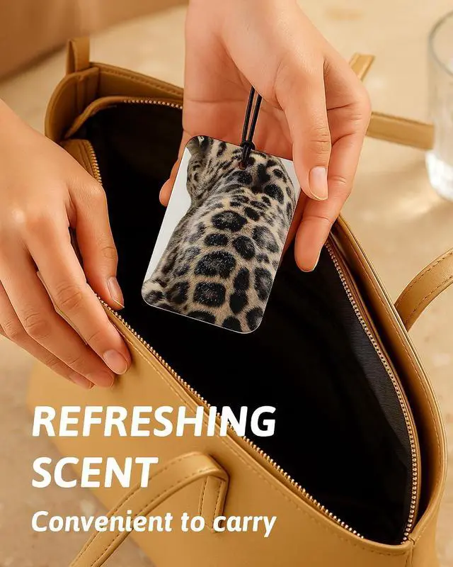 Alt view image 7 of 7 - Black Leopard Print Car Air Freshener 4 Pcs, Trendy Cheetah Lucky 8 Ball Ace Card Hanging Air Freshener for Cars Closet Drawer Books, Leopard Car Accessories Mirror Decor for Women