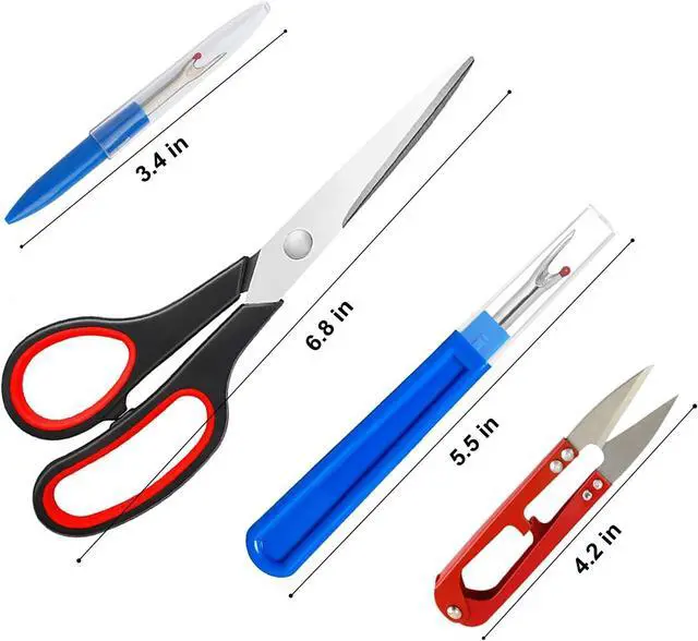 Alt view image 2 of 6 - 10 Pcs Sewing Seam Rippers, 4 Big and 4 Small Handy Stitch Ripper Sewing Tools with 2 Scissors for Sewing Crafting Thread Removin
