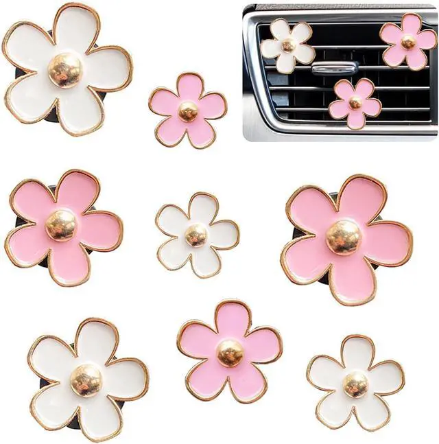 Main image of Car Air Freshener Vent Clips for Women 8 Pieces Cute Car Vent Clips Decorations Daisy Flower Car Accessories Air Freshener Clips for Christmas Anniversary Girls Gift (8 pcs white pink)