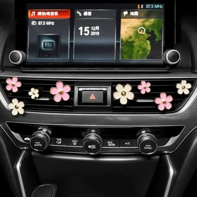 Alt view image 2 of 7 - Car Air Freshener Vent Clips for Women 8 Pieces Cute Car Vent Clips Decorations Daisy Flower Car Accessories Air Freshener Clips for Christmas Anniversary Girls Gift (8 pcs white pink)