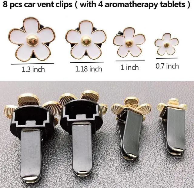 Alt view image 3 of 7 - Car Air Freshener Vent Clips for Women 8 Pieces Cute Car Vent Clips Decorations Daisy Flower Car Accessories Air Freshener Clips for Christmas Anniversary Girls Gift (8 pcs white pink)