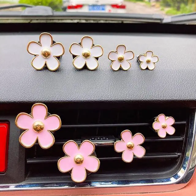 Alt view image 4 of 7 - Car Air Freshener Vent Clips for Women 8 Pieces Cute Car Vent Clips Decorations Daisy Flower Car Accessories Air Freshener Clips for Christmas Anniversary Girls Gift (8 pcs white pink)