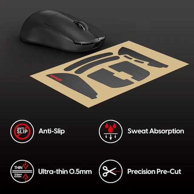 Alt view image 3 of 6 - Pulsar Gaming Gears SUPERGRIP Griptape Set for X2H mini Sweat Absorbing High Performance Anti Slip 3M Adhesive no Residue Mouse Grip Tape Ultra-Thin 0.5mm (0.02in)
