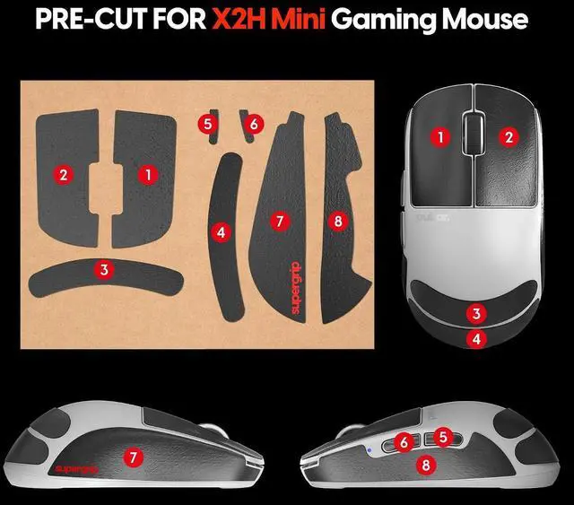 Alt view image 5 of 6 - Pulsar Gaming Gears SUPERGRIP Griptape Set for X2H mini Sweat Absorbing High Performance Anti Slip 3M Adhesive no Residue Mouse Grip Tape Ultra-Thin 0.5mm (0.02in)
