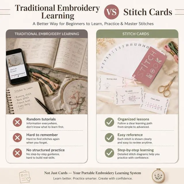 Alt view image 2 of 7 - Creative Mini Sewing Book 2 PCS- Sewing Book for Beginners, Paper Embroidery Cards Kit,Stitch Learning Craft Kit for Adults