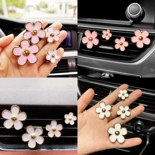 Alt view image 7 of 7 - Car Air Freshener Vent Clips for Women 8 Pieces Cute Car Vent Clips Decorations Daisy Flower Car Accessories Air Freshener Clips for Christmas Anniversary Girls Gift (8 pcs white pink)
