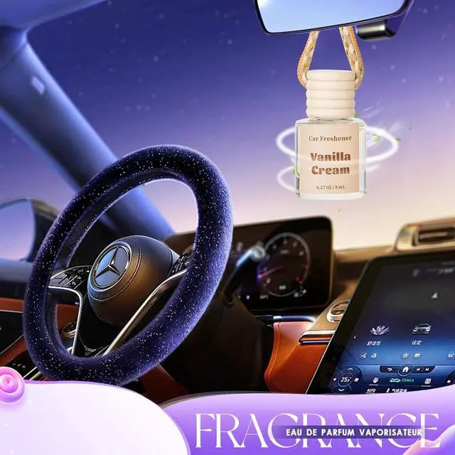 Alt view image 2 of 6 - Car Air Freshener Diffuser, Hanging Car Scents Air Freshener, Car Fresheners Long Lasting, Essential Oil Diffuser, Vanilla Cream Fragrance Oil, 2pcs