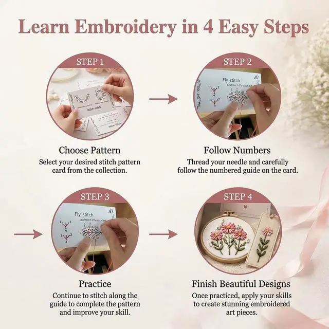 Alt view image 7 of 7 - Creative Mini Sewing Book 2 PCS- Sewing Book for Beginners, Paper Embroidery Cards Kit,Stitch Learning Craft Kit for Adults