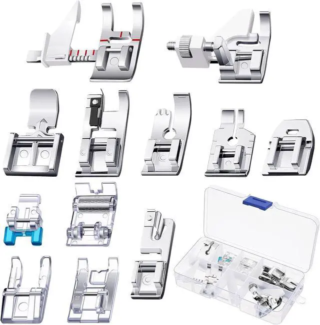 Main image of Mudder 12 Pcs Sewing Machine Presser Foot Set Multifunctional Sewing Foot Presser for Gathering Zipper Insertion Joining Embroidery Stitching