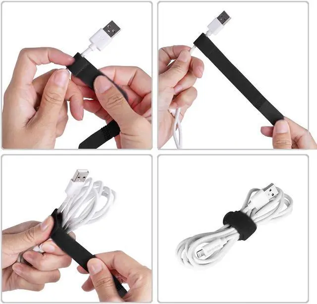 Alt view image 6 of 7 - Avantree Cable Ties - 20-Pack Reusable Cord Organizers, 3 Sizes | Organize earbud, phone, computer, and electronic cables with reusable ties.