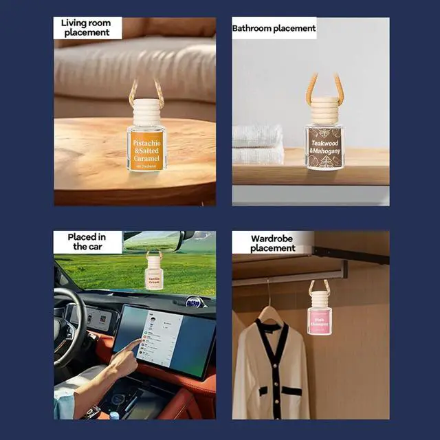 Alt view image 4 of 6 - Car Air Freshener Diffuser, Hanging Car Scents Air Freshener, Car Fresheners Long Lasting, Essential Oil Diffuser, Vanilla Cream Fragrance Oil, 2pcs