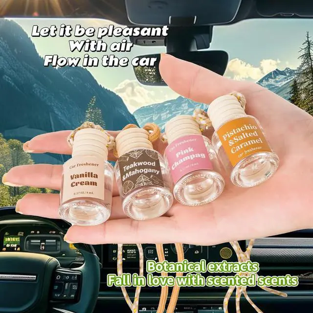 Alt view image 6 of 6 - Car Air Freshener Diffuser, Hanging Car Scents Air Freshener, Car Fresheners Long Lasting, Essential Oil Diffuser, Vanilla Cream Fragrance Oil, 2pcs