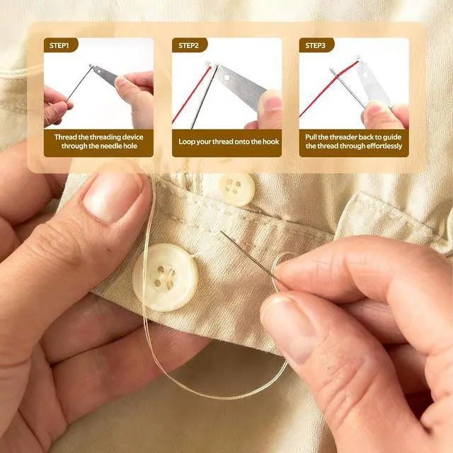 Alt view image 5 of 7 - NTSDD 37 Pcs Large Eye Sewing Needles Kit for Hand Sewing with Threader | Includes thread, 2 threaders, 2 thimbles and seam ripper for clothing repairs, crafts, quilting and emergency sewing