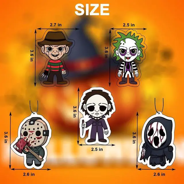 Alt view image 5 of 6 - Halloween horror Car Air Fresheners - Cute & Scary Car Interior Accessory Hanging, Home Decoration, Fresh Room, Bathroom, Closet,Holiday Gift for Men and Women, Pack of 5